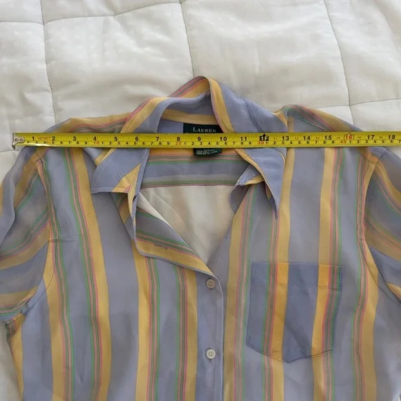 Ralph Lauren Women's Stripe Silk Shirt Dress - 12 - Picture 12 of 14